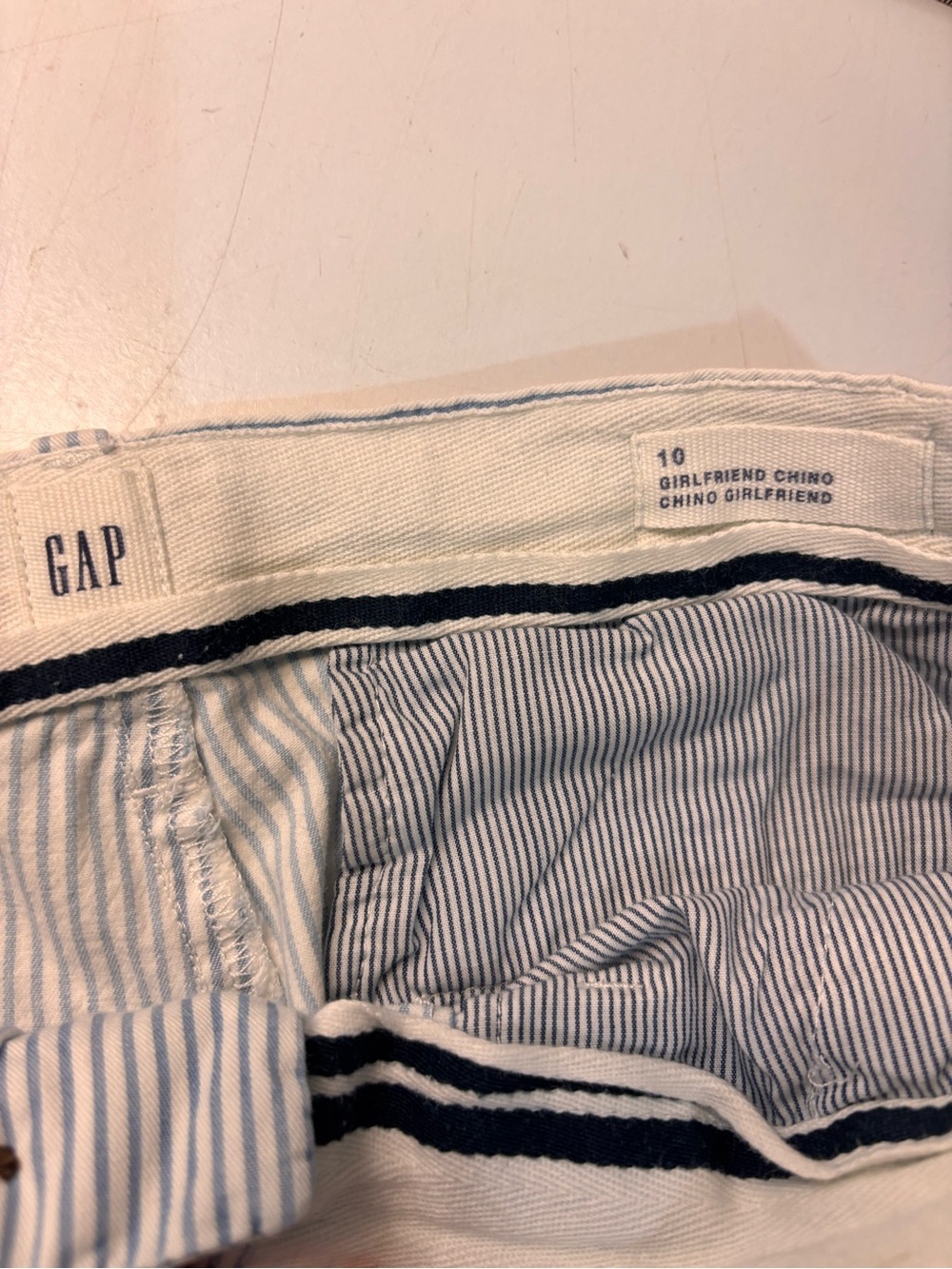 Gap Girlfriend Chino Blue & White Railroad Stripe Pants, size 10 - Picture 9 of 14